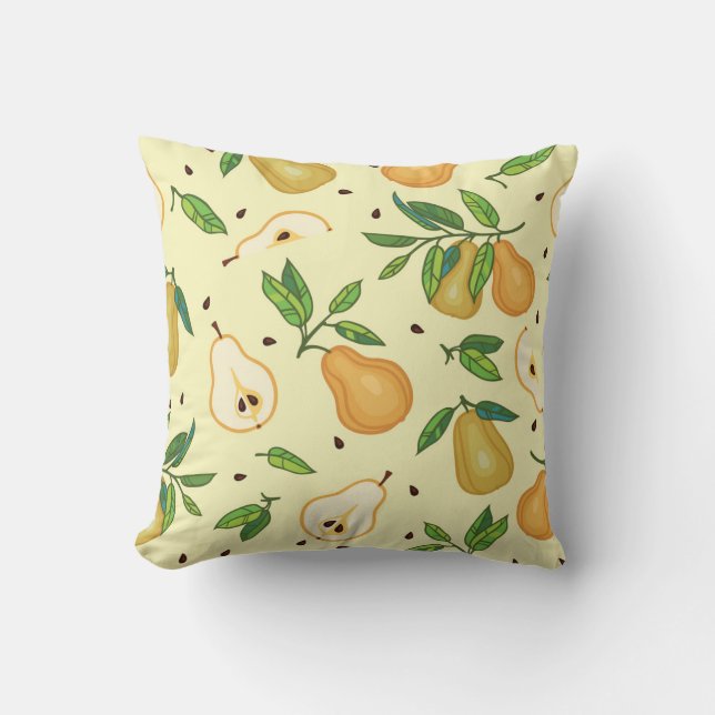 Almofada Frutas Amarelas: Ilustração Vintage. (Frente)