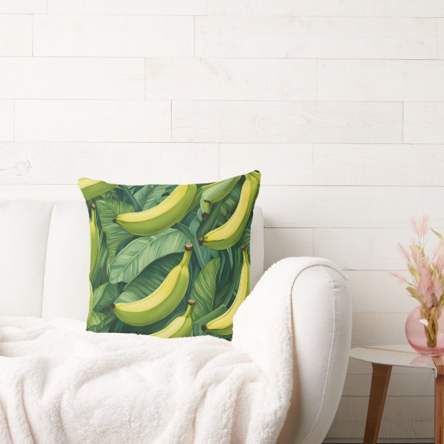 Almofada Frutas de Banana e Folhas Clima Tropical (Sofá)