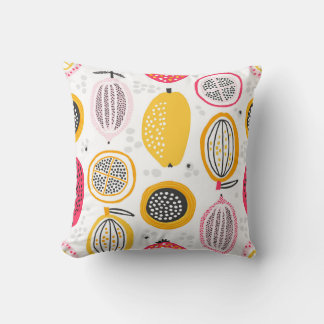 Almofada Frutas Exóticas Desenhadas à Mão: Verão de Vintage