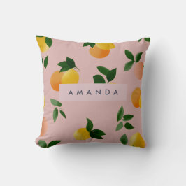 Almofada Frutas laranja-limão cor-de-rosa-branca personaliz