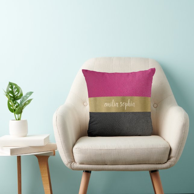 Almofada Fuchsia e Preto Personalizado (Cadeira)