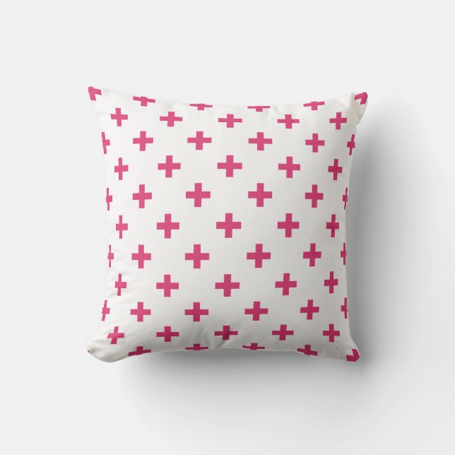 Almofada Fuchsia polka cruza em branco (Frente)
