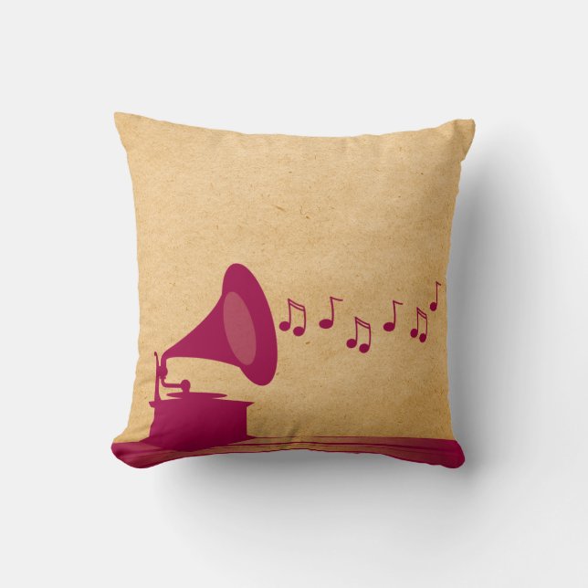 Almofada Fuchsia Vintage Travesseiro Gramofone (Frente)