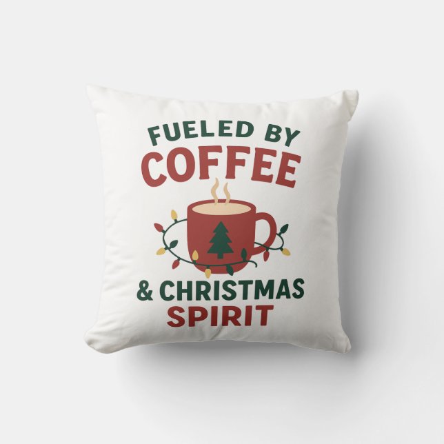 Almofada Fueled by Coffee & Christmas Spirit Pillow (Frente)