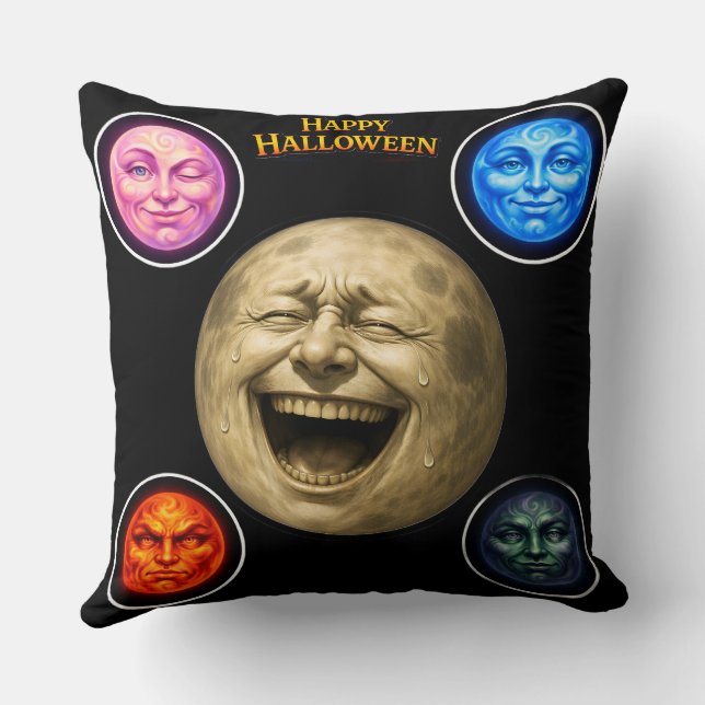 Almofada Full moon happy Halloween elemental throw pillow d (Verso)