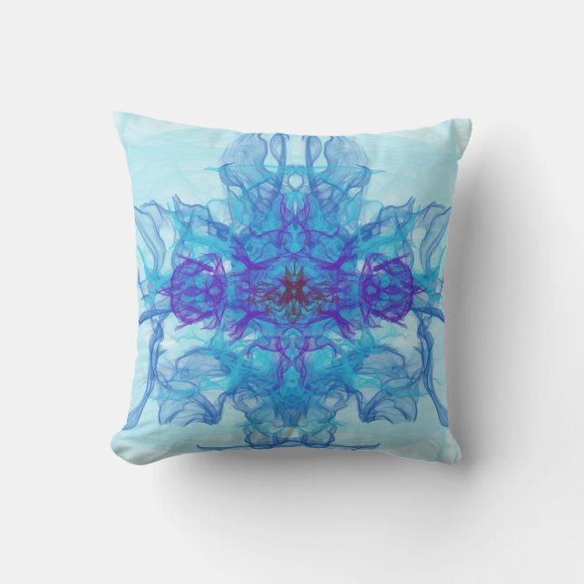 Almofada FUMAÇA AZUL - Arte Fractal - (Frente)