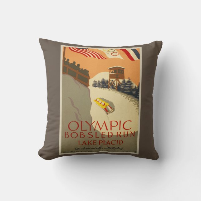 Almofada Funcionamento do Bobsled, Lake Placid 1932 (Frente)