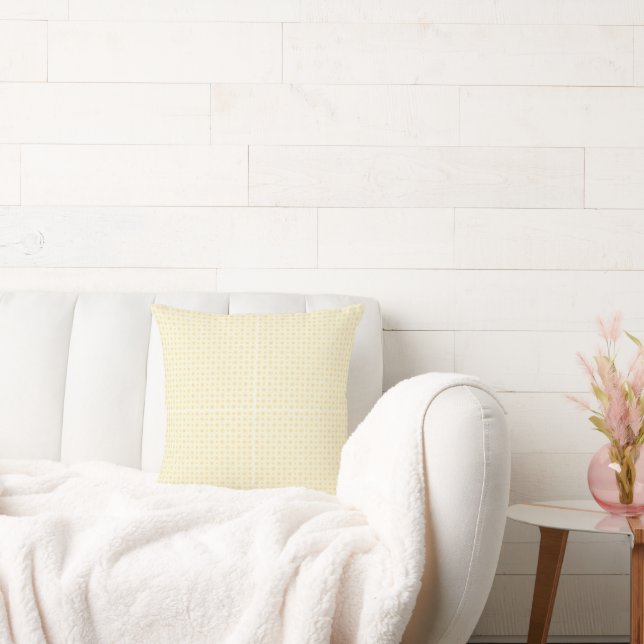Almofada fundo amarelo e branco com pequenos círculos (Sofá)