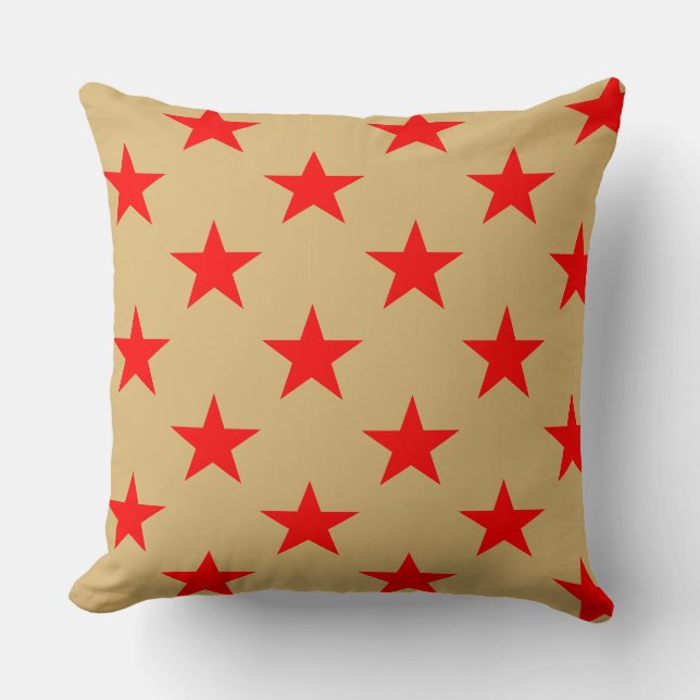 Almofada Fundo Beige E Estrelas Vermelhas (Frente)