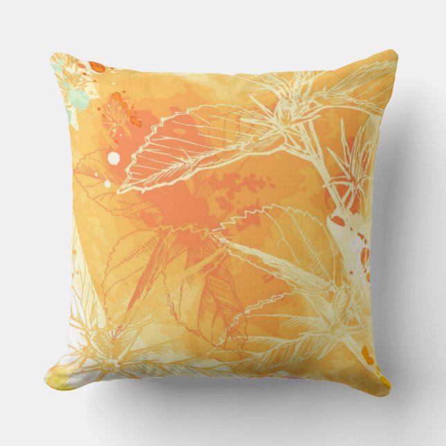 Almofada Fundo da aguarela do vetor & flores tropicais (Frente)