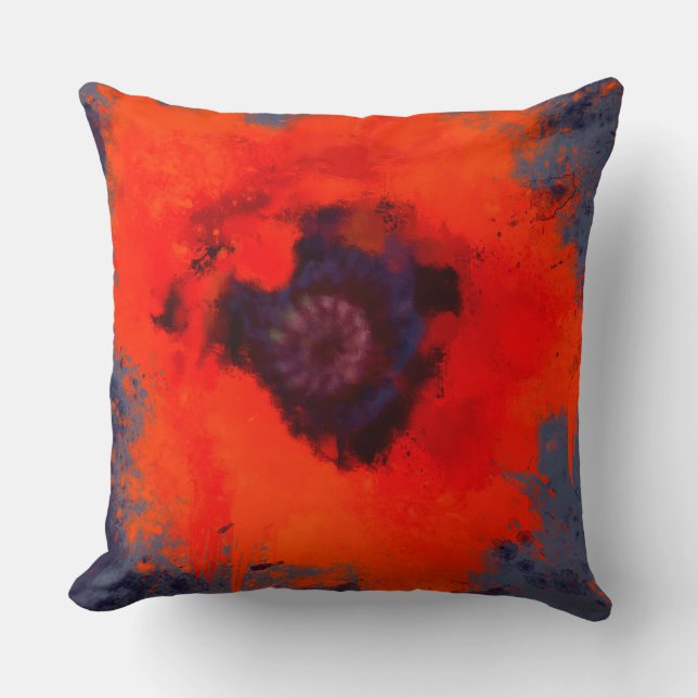 Almofada Fundo de Cinzas Azuis com Pintor Vermelho (Frente)