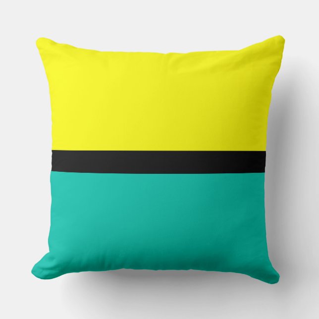 Almofada Fundo de Cor Sólida Amarelo e Amazonita (Frente)