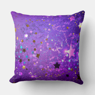 Almofada Fundo de folhas roxas com estrelas