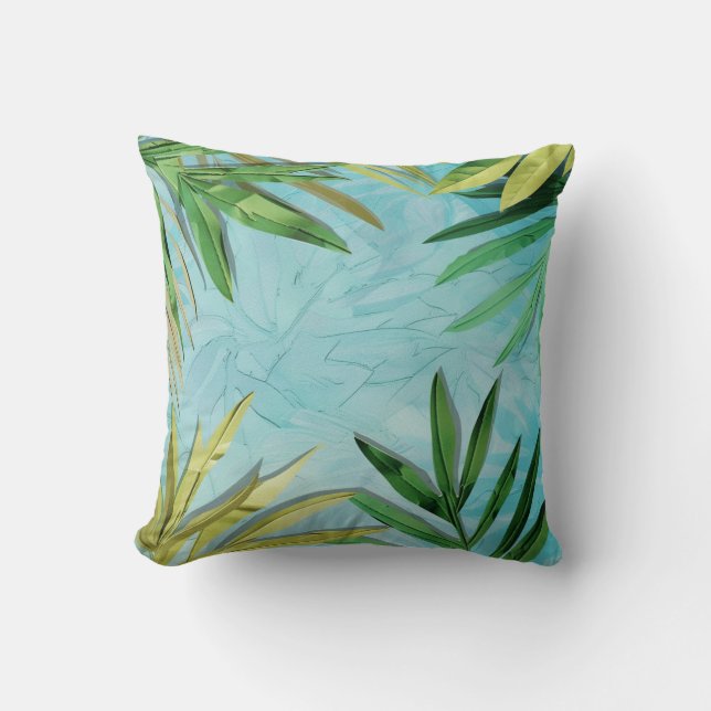 Almofada Fundo de Folhas Tropicais (Frente)