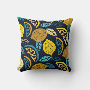 Almofada Fundo do Padrão de Doodle de Limão Citrus