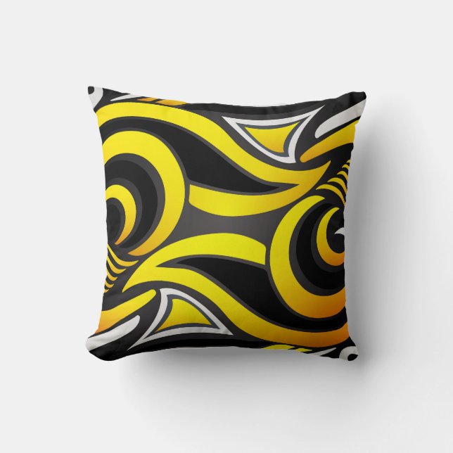 Almofada Fundo em preto, branco e amarelo (Frente)