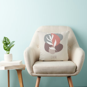 Almofada Fundo Folha de cor neutra Boho Rosettes