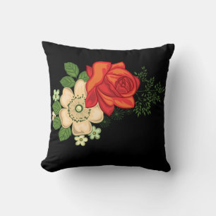 Almofada Fundo Preto de Rosas vermelhas e Visitas