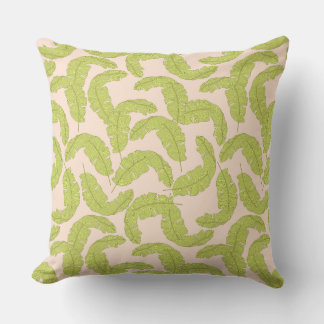 Almofada Fundo Rosa Verde Tropical Folha de Cushion Suave