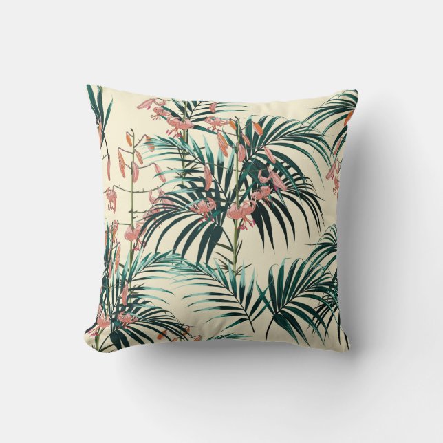 Almofada Fundo tropical com plantas da selva. Sem costura (Frente)