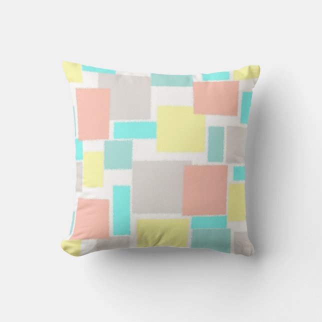 Almofada Funky Abstrato Art Pastel Turquoise Amarelo (Frente)