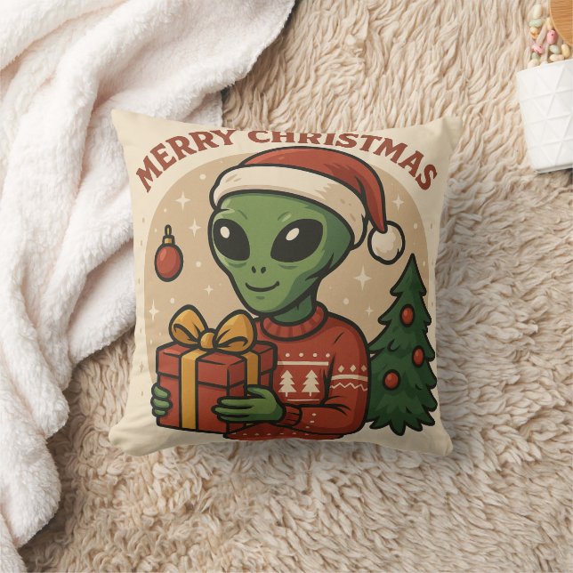 Almofada Funny Alien Merry Christmas (Cobertor)