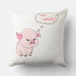 Almofada Funny Angry Pig Now Whaaat Meme Throw Pillow