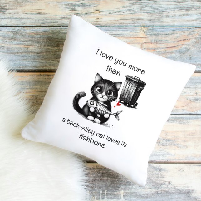 Almofada Funny Cat Pillow – Fishbone Love Quote (Criador carregado)