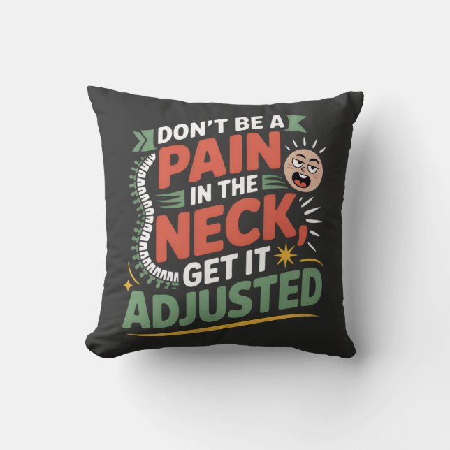 Almofada Funny Chiropractic Spine Care Quote (Frente)