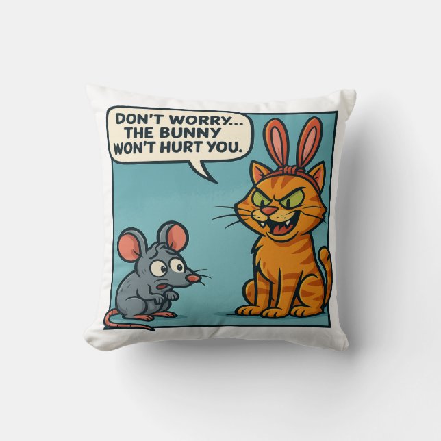 Almofada Funny Comic Cat with Bunny (Frente)