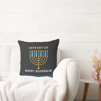 Almofada Funny Cute Blue Hanukkah Menorah Design