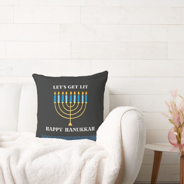 Almofada Funny Cute Blue Hanukkah Menorah Design (Sofá)