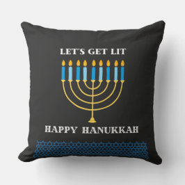 Almofada Funny Cute Blue Hanukkah Menorah Design
