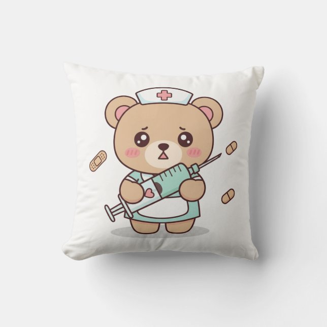 Almofada Funny Cute Kawaii Nurse Teddy Bear Pillow (Frente)