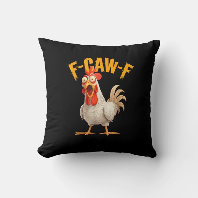 Almofada Funny F-Awk-F Chicken F-Caw-F Rooster Pun Retro Vi (Frente)