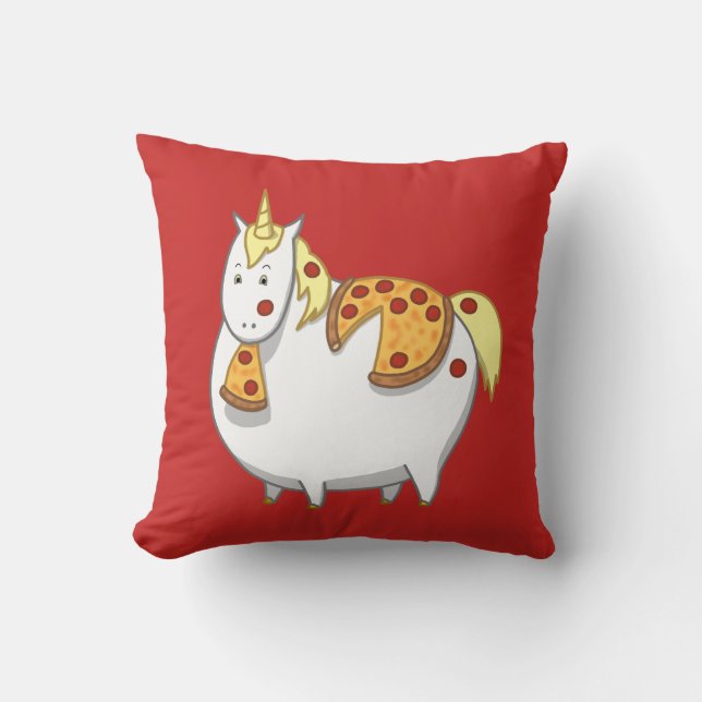 Almofada Funny Fat Unicorn Comendo Pepperoni Pizza (Frente)