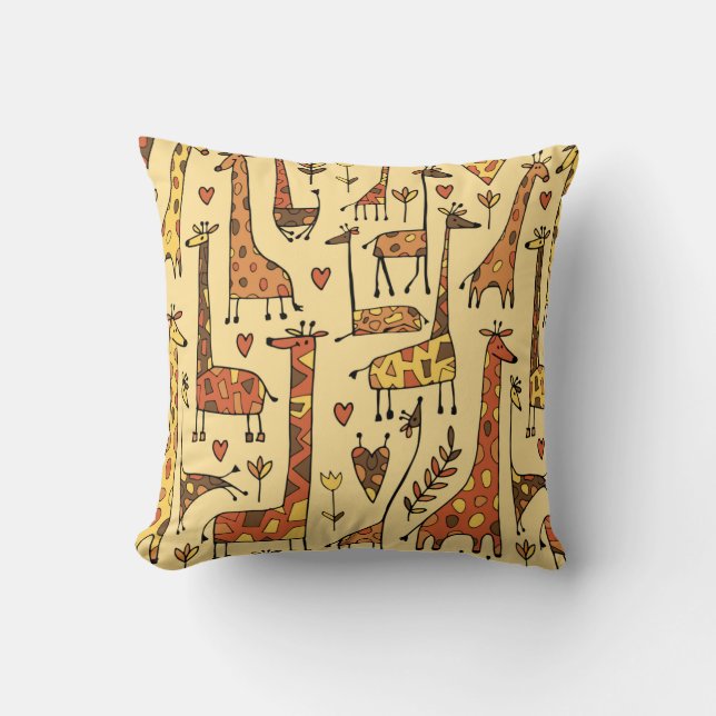 Almofada Funny giraffes sketch, seamless pattern your desig (Frente)