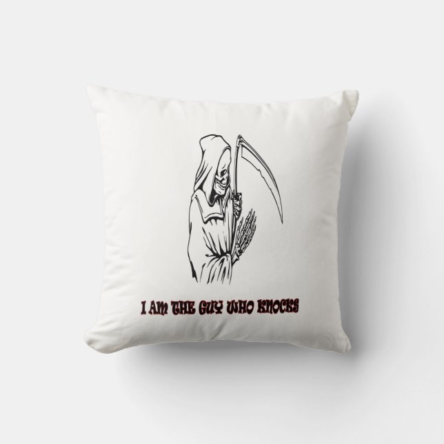 Almofada Funny Grim Reaper Citação Louca Noite de Halloween (Frente)