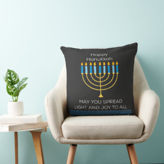 Almofada Funny Happy Hanukkah Cute Blue Chanukah Unique