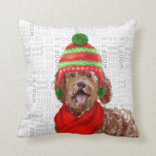 Almofada Funny Labradoodle Dog Watercolor Natal