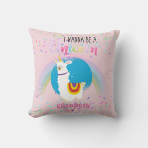 Almofada Funny Llama Unicorn Alpaca Kawaii Cute Add Name