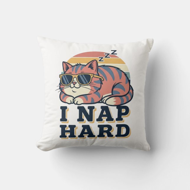 Almofada Funny Retro Cat Square Throw Pillow (Frente)