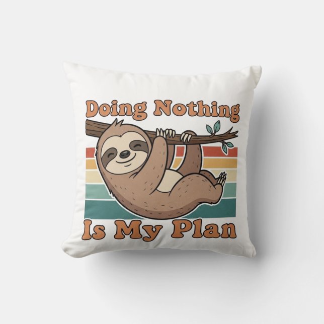 Almofada Funny Retro Sloth Square Throw Pillow (Frente)