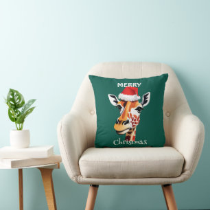 Almofada Funny Safari animais Giraffe Papais noeis Xmas