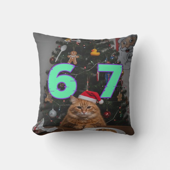 Almofada Funny Trending Six Seven Christmas Cat  (Frente)