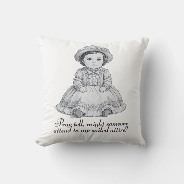 Almofada Funny Victorian Baby Boy Print | Humorous Nursery  (Frente)