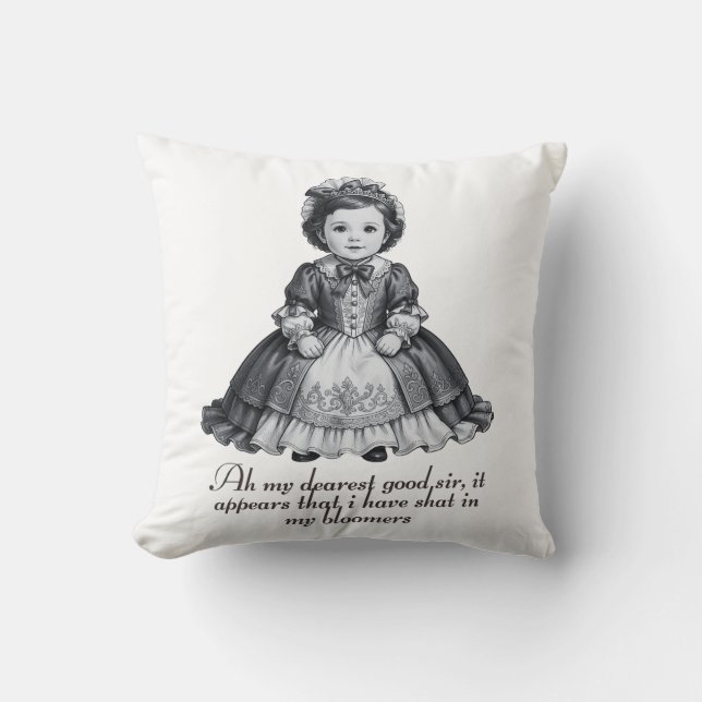 Almofada Funny Victorian Baby Girl Print Humorous Nursery (Frente)