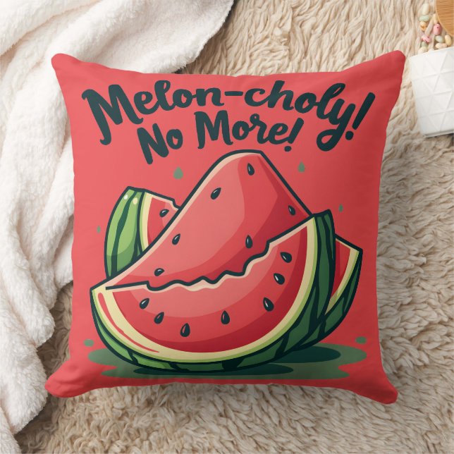 Almofada Funny Watermelon Pun "Melon Choly No More" (Cobertor)