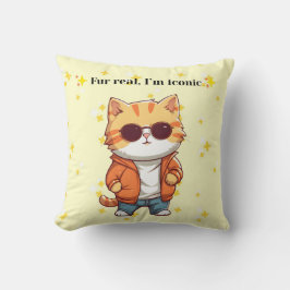 Almofada Fur Real, I’m Iconic | Funny Cat Decorative Pillow