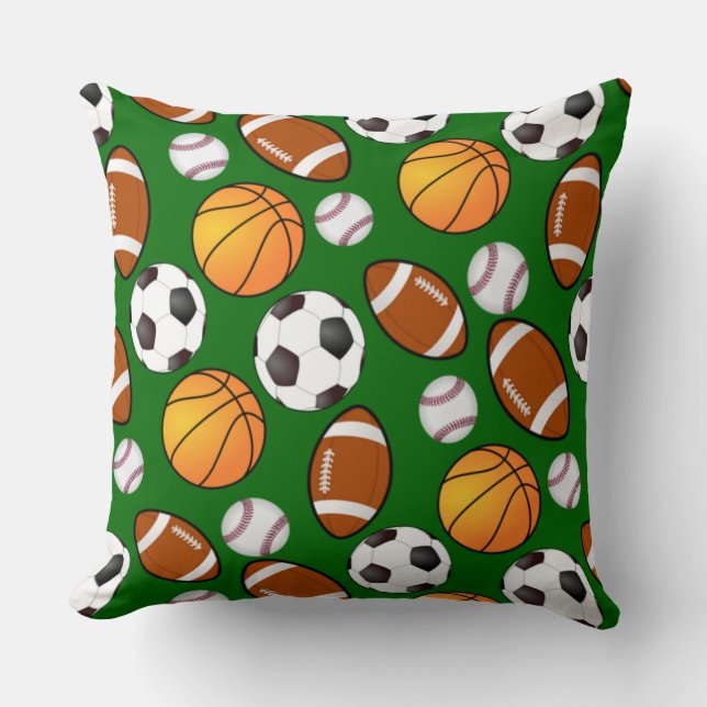 Almofada Futebol Basquetebol Beisebol tema de esportes (Frente)
